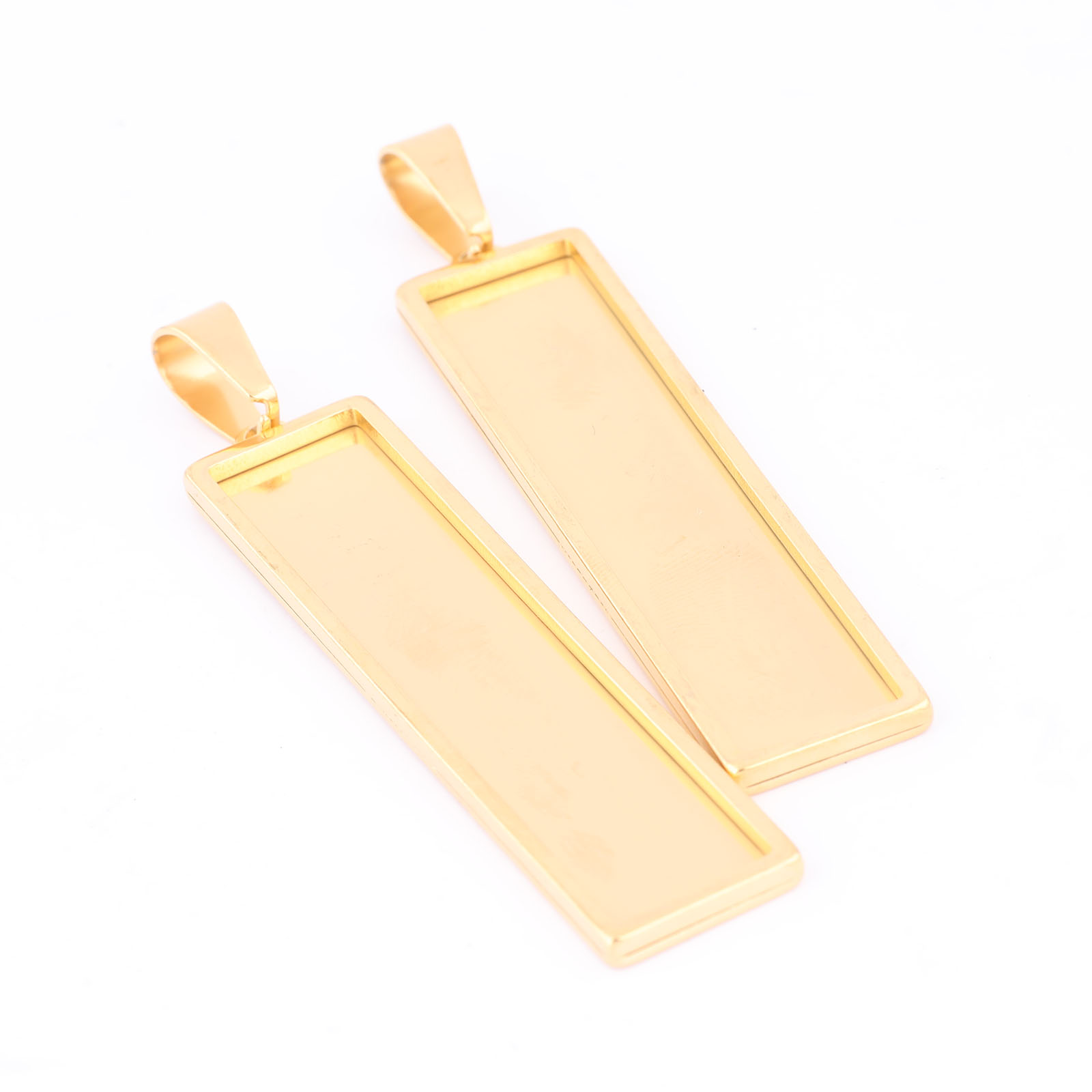 Bezels Set Pendant - 5 sztuk pozłacana stal nierdzewna 10x50mm