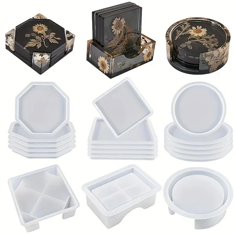 Mixing Cup Silicone - Zestaw form do żywicy Coaster zawiera